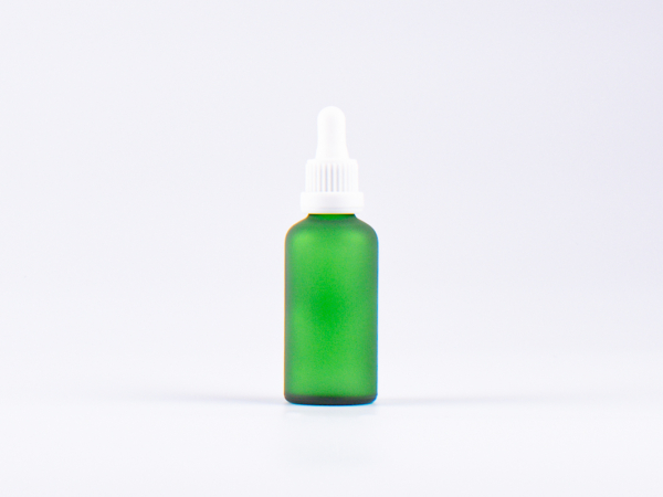 Grünglasflasche 50ml, mit Pipette OV weiss
